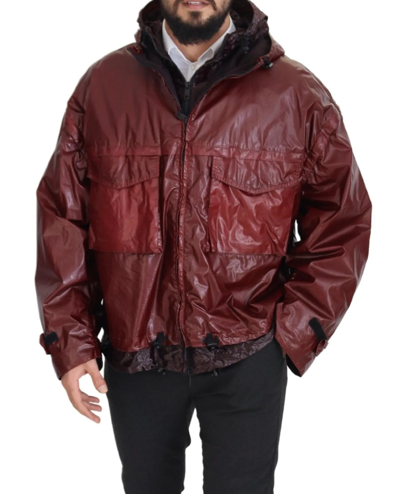 Dolce & Gabbana Men's Elegant Bordeaux Full Zip Hooded Jacket
