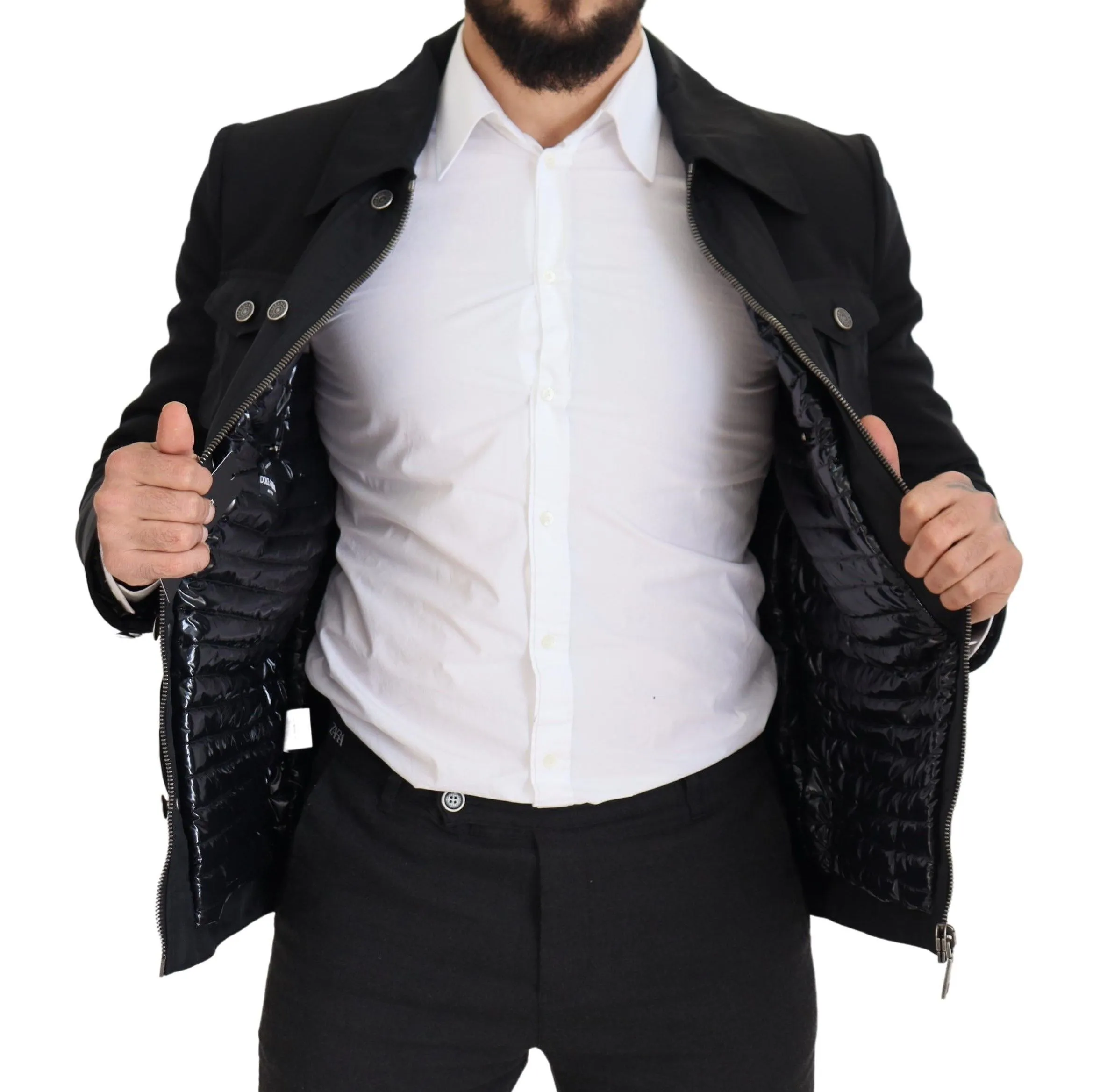 Dolce & Gabbana Men's Elegant Full Zip Black Wool Blend Jacket