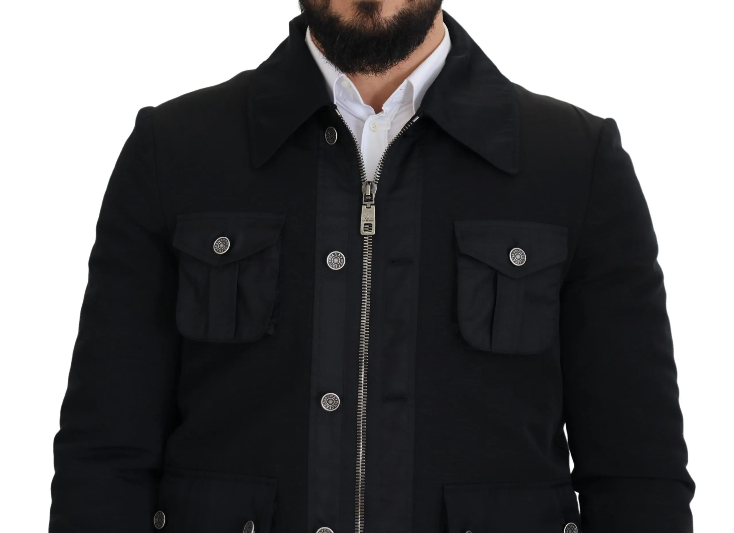 Dolce & Gabbana Men's Elegant Full Zip Black Wool Blend Jacket