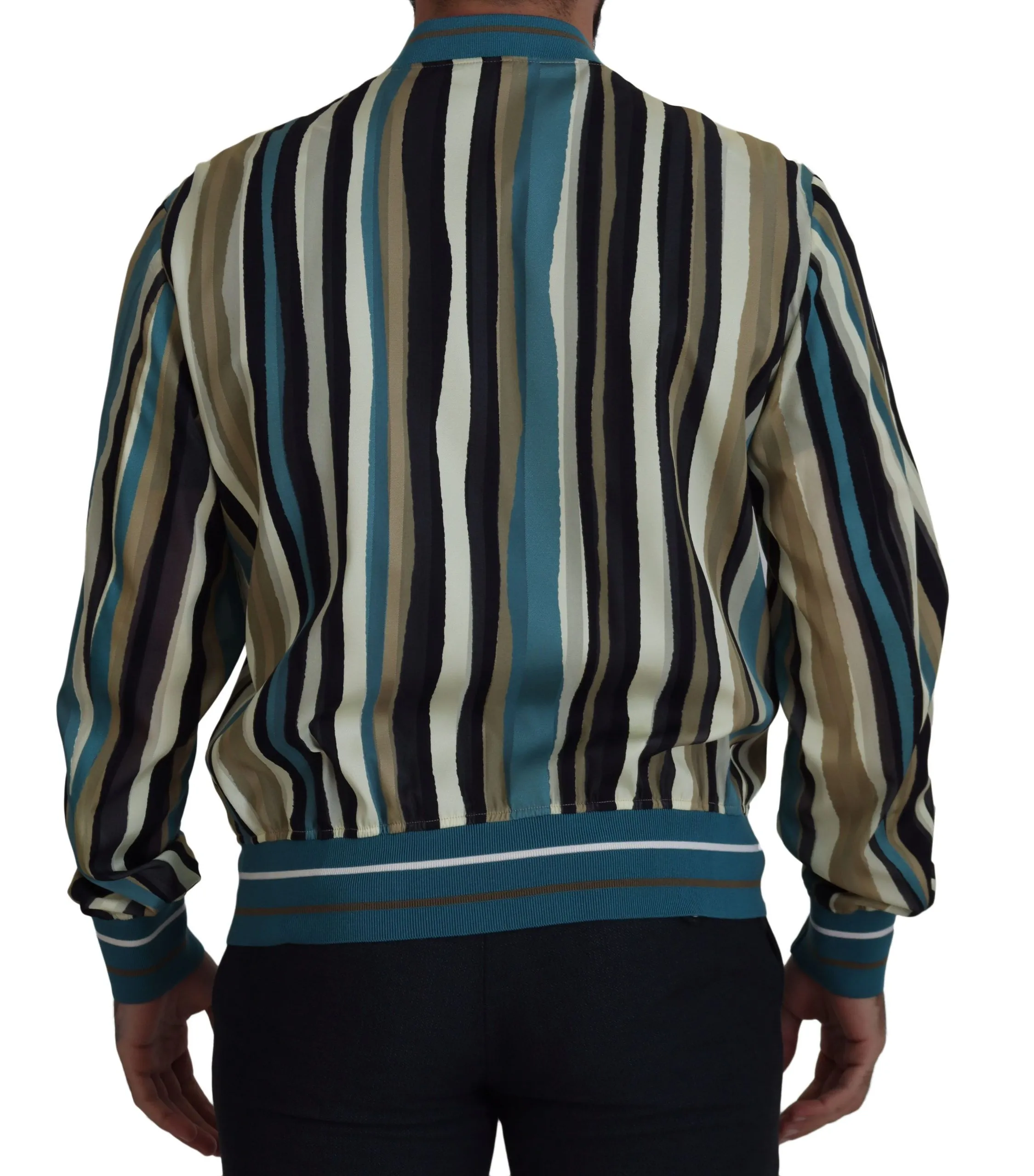 Dolce & Gabbana Men's Multicolor Full Zip Silk Blend Jacket