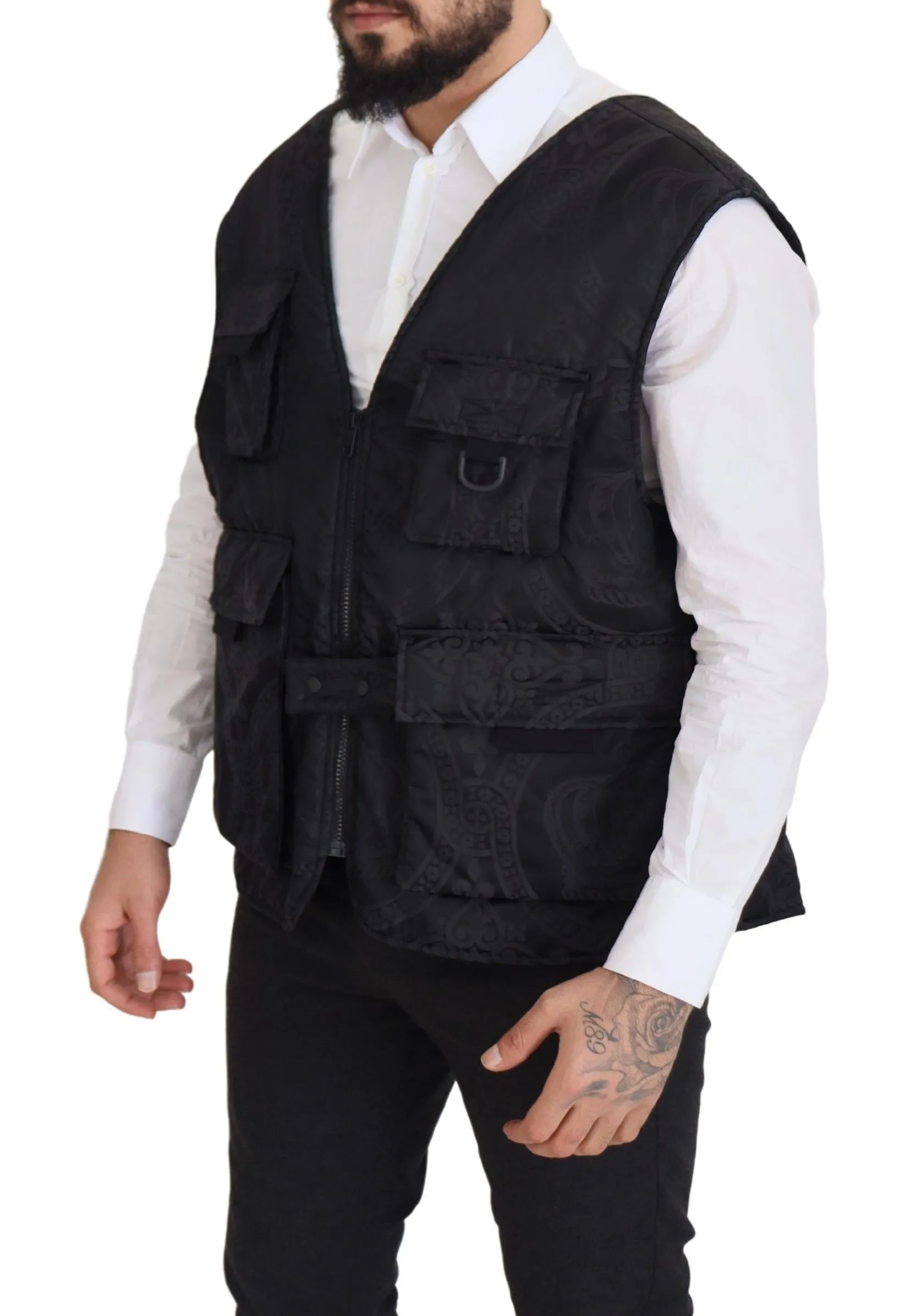 Dolce & Gabbana Men's Elegant Sleeveless Vest Jacket in Black