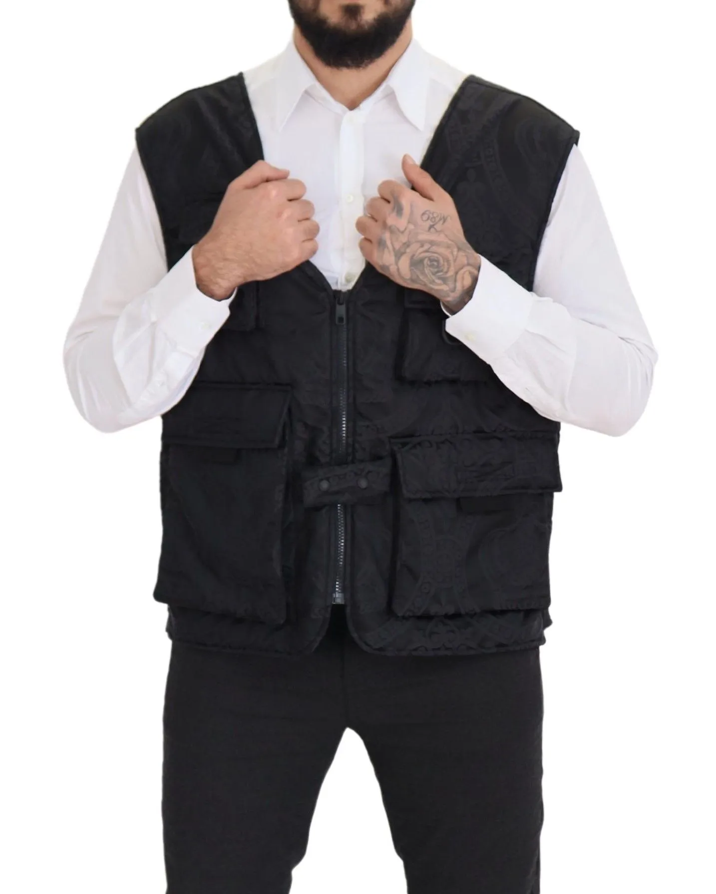 Dolce & Gabbana Men's Elegant Sleeveless Vest Jacket in Black