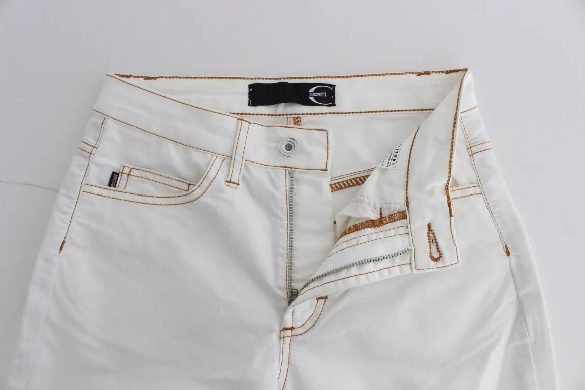 Cavalli Women's Chic White Slim Fit Denim