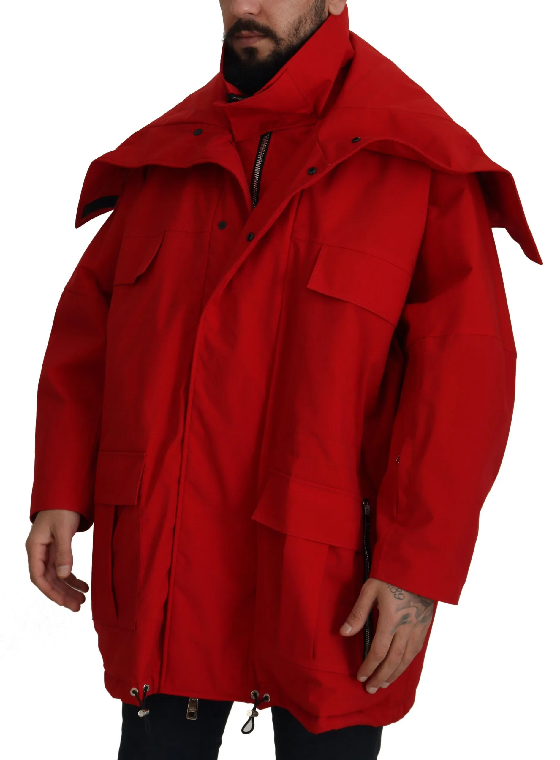 Dolce & Gabbana Men's Sleek Red Lightweight Windbreaker Jacket