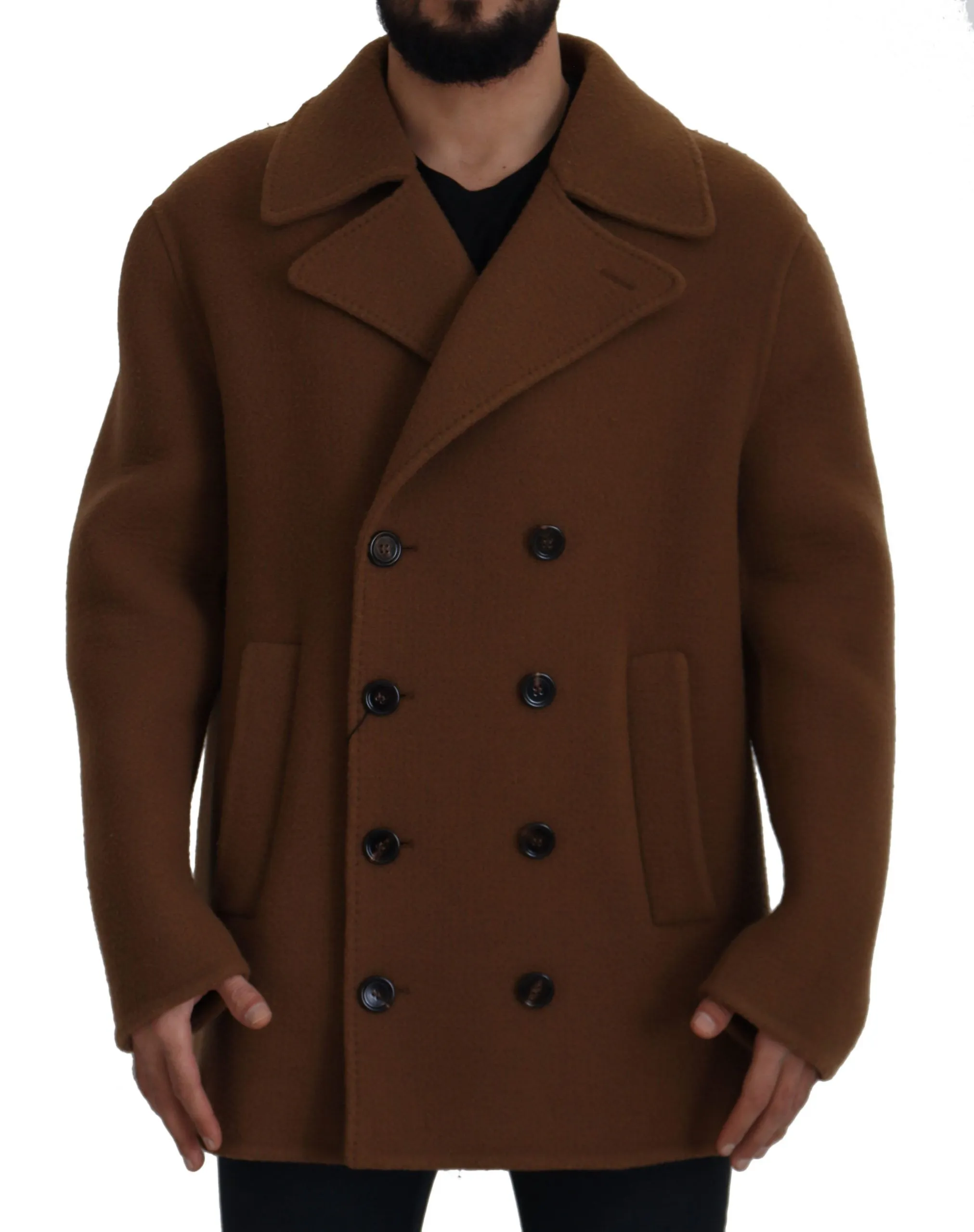 Dolce & Gabbana Men's Elegant Double Breasted Brown Jacket