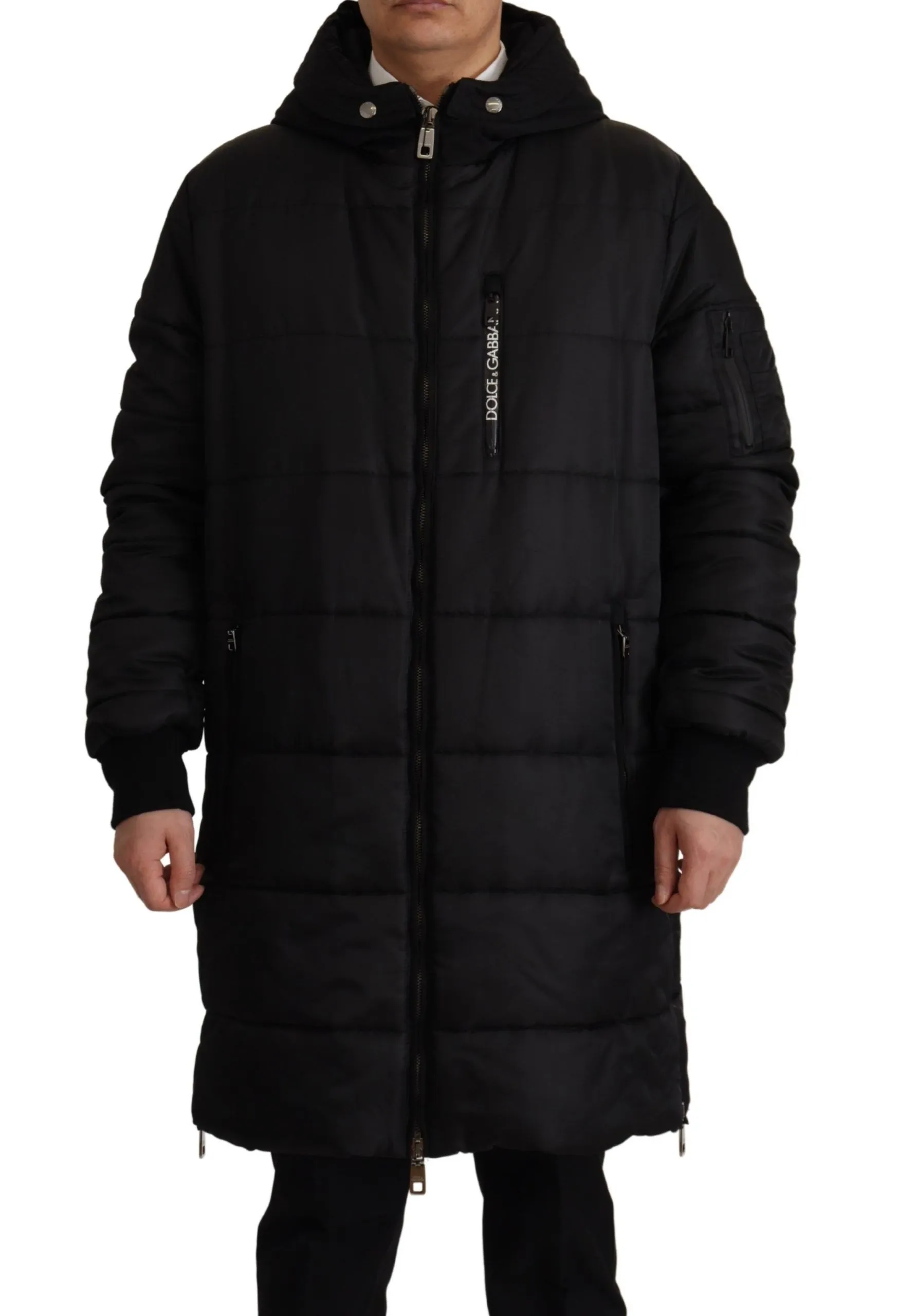 Dolce & Gabbana Men's Elegant Black Hooded Parka Winter Jacket