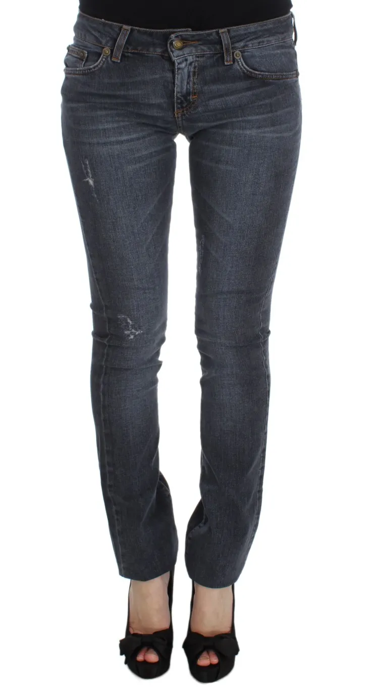 Cavalli Women's Slim Fit Green Diamond Blue Wash Jeans