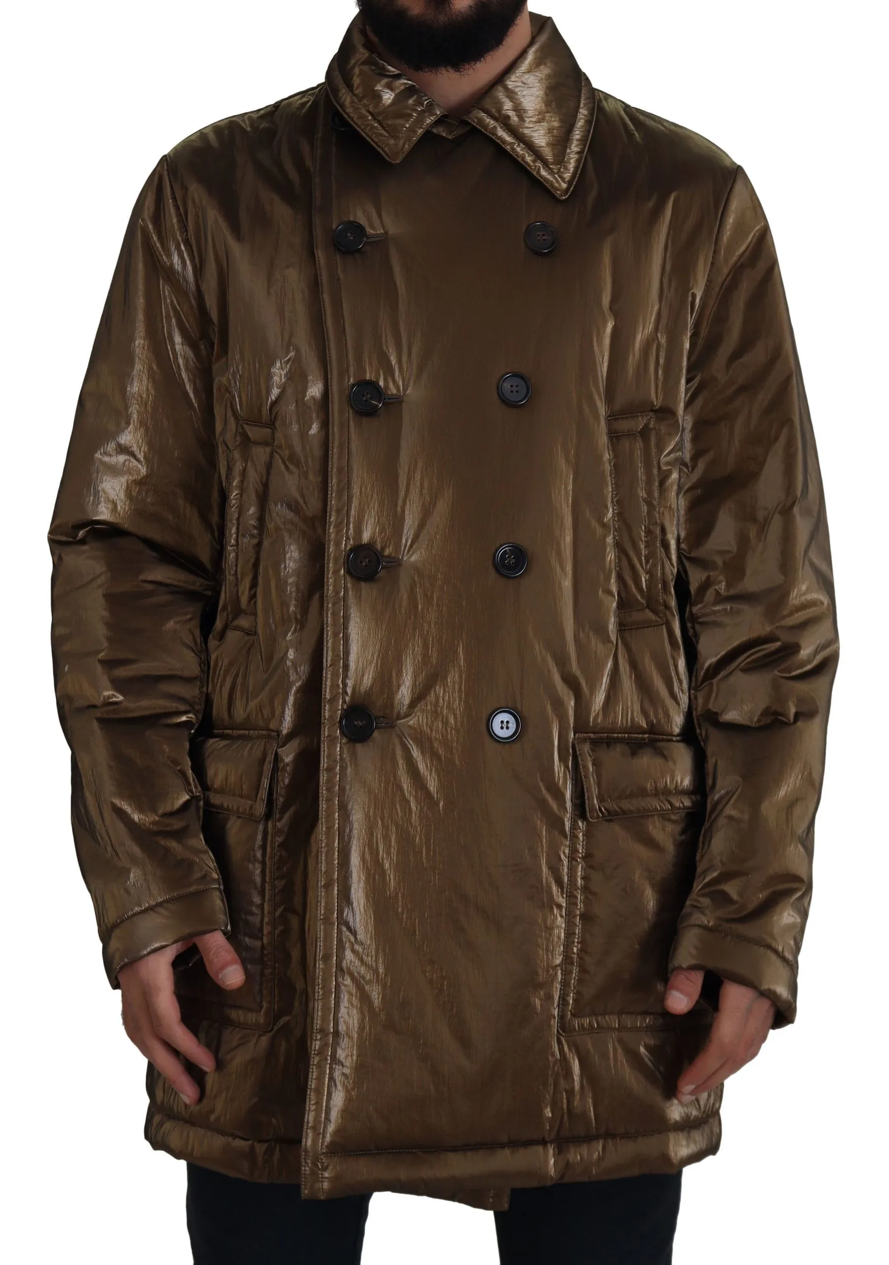 Dolce & Gabbana Men's Elegant Bronze Double-Breasted Jacket