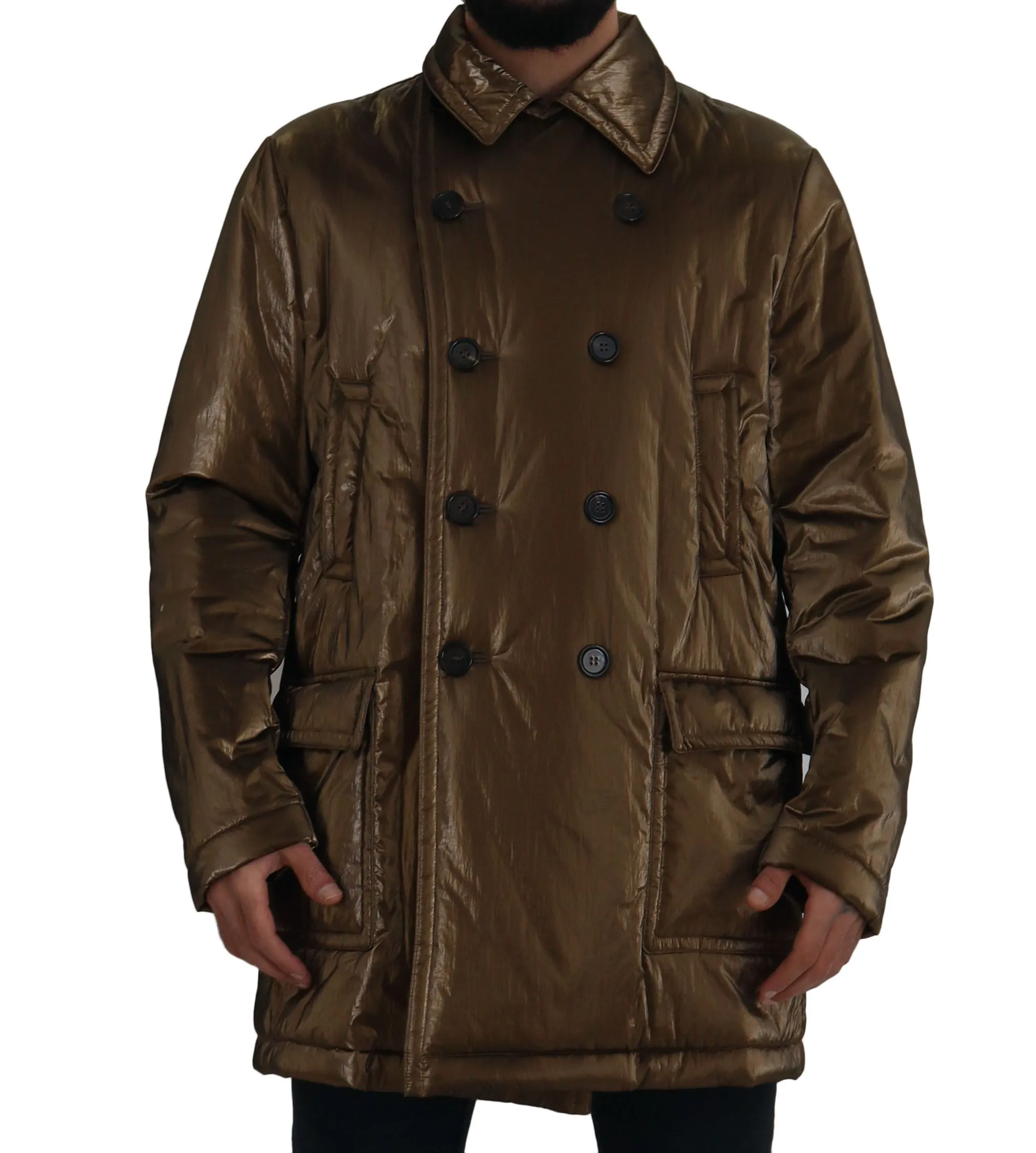 Dolce & Gabbana Men's Elegant Bronze Double-Breasted Jacket