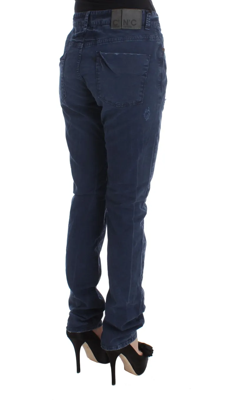Costume National Women's Chic Regular Fit Blue Denim Jeans