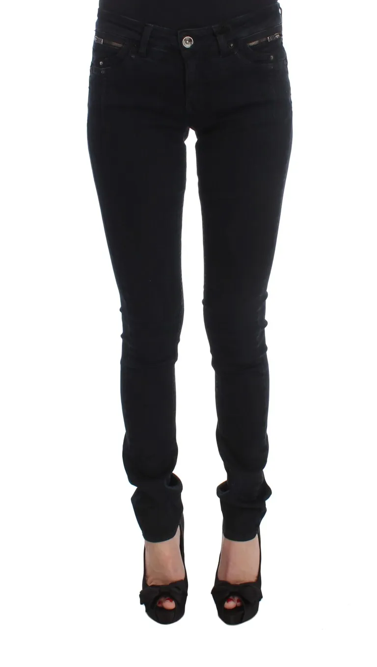 Costume National Women's Sleek Slim Fit Designer Jeans in Classic Black