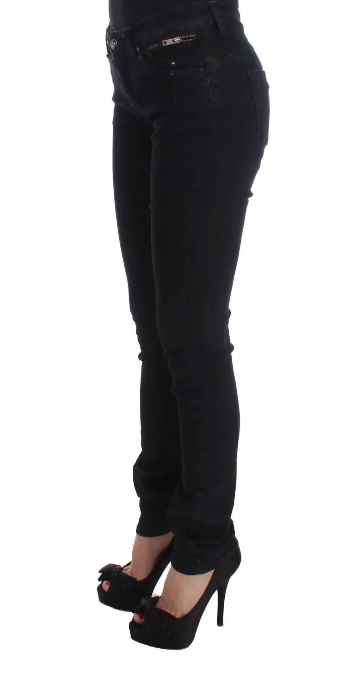 Costume National Women's Sleek Slim Fit Designer Jeans in Classic Black