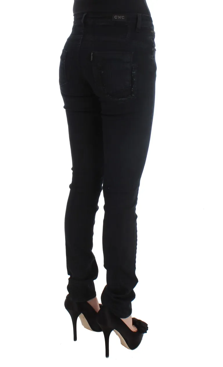 Costume National Women's Sleek Slim Fit Designer Jeans in Classic Black