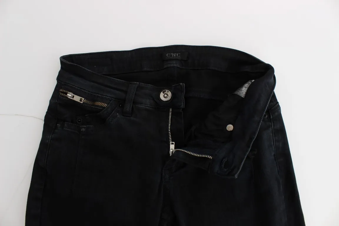 Costume National Women's Sleek Slim Fit Designer Jeans in Classic Black