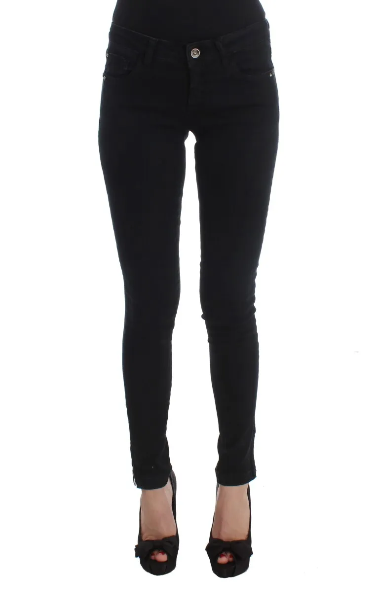 Costume National Women's Sleek Black Slim Fit Designer Jeans