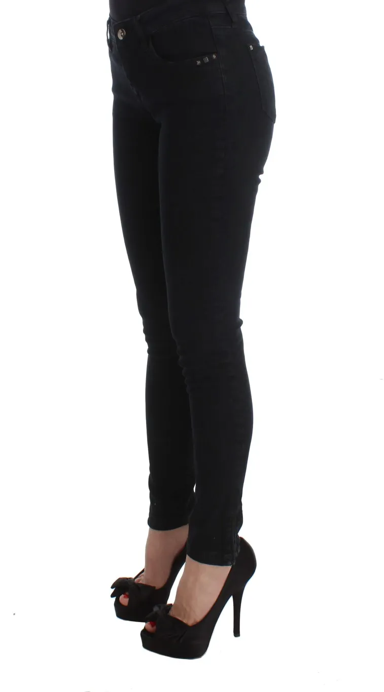 Costume National Women's Sleek Black Slim Fit Designer Jeans
