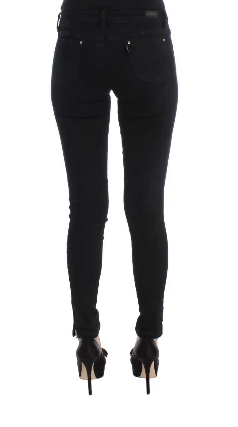 Costume National Women's Sleek Black Slim Fit Designer Jeans