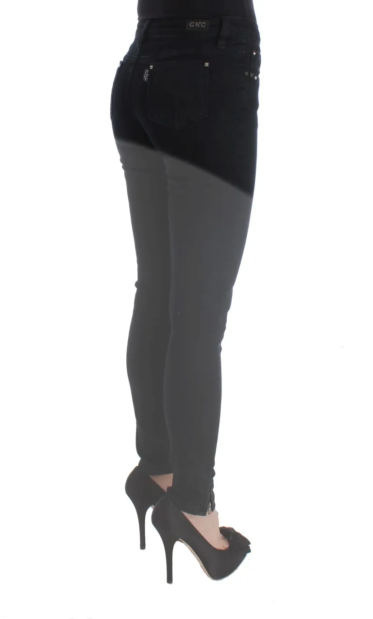 Costume National Women's Sleek Black Slim Fit Designer Jeans