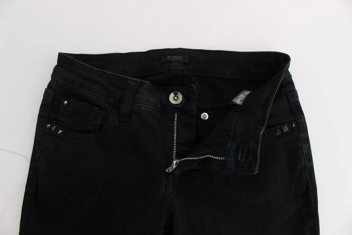 Costume National Women's Sleek Black Slim Fit Designer Jeans