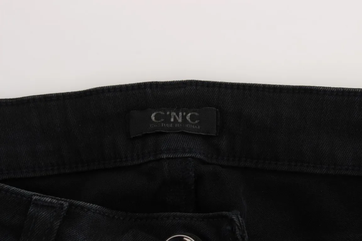Costume National Women's Sleek Black Slim Fit Designer Jeans