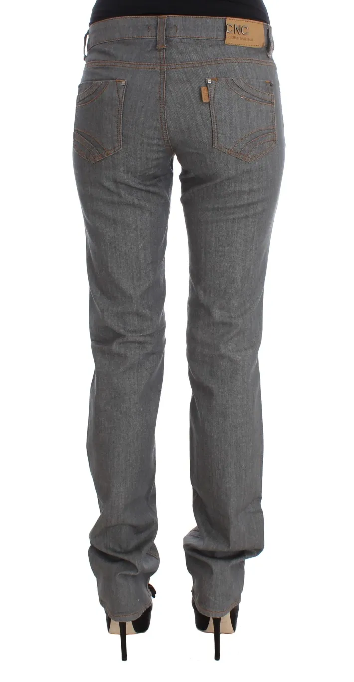 Costume National Women's Elegant Gray Regular Fit Jeans
