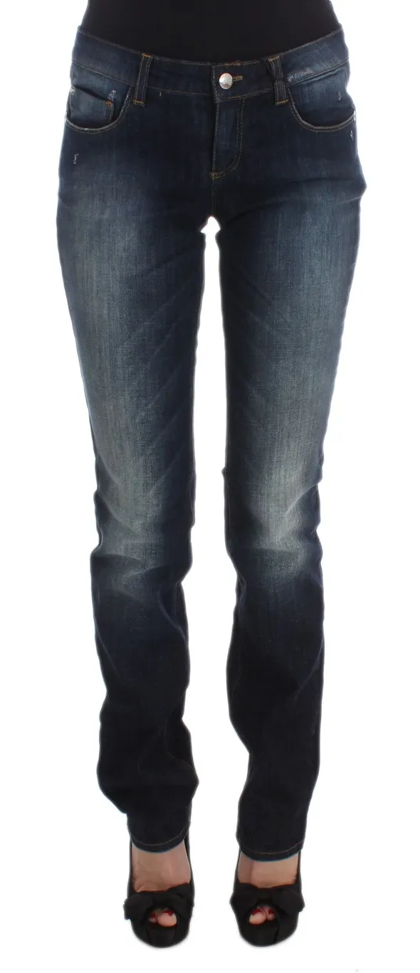 Costume National Women's Sleek Slim Fit Blue Designer Jeans