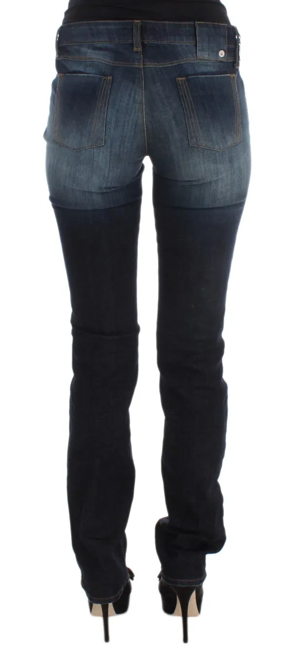 Costume National Women's Sleek Slim Fit Blue Designer Jeans