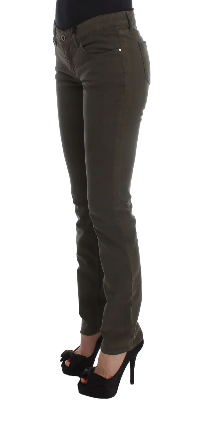 Costume National Women's Chic Slim Fit Green Cotton Jeans