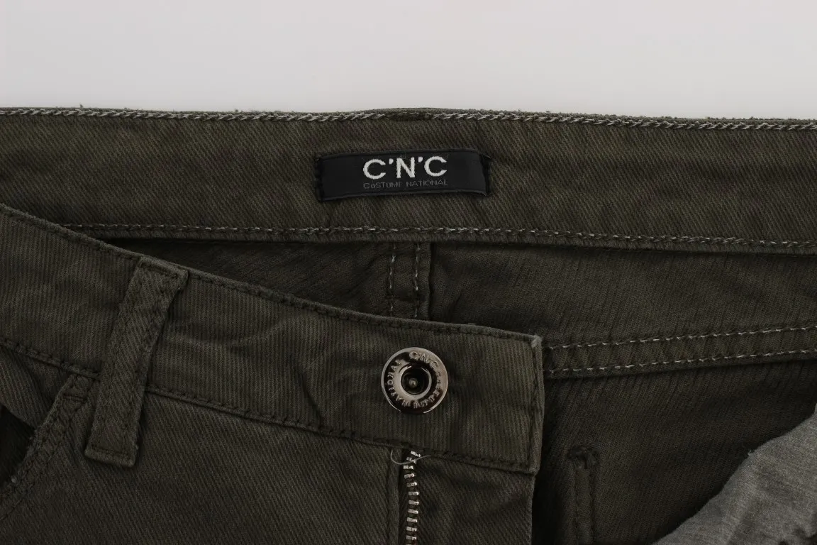 Costume National Women's Chic Slim Fit Green Cotton Jeans