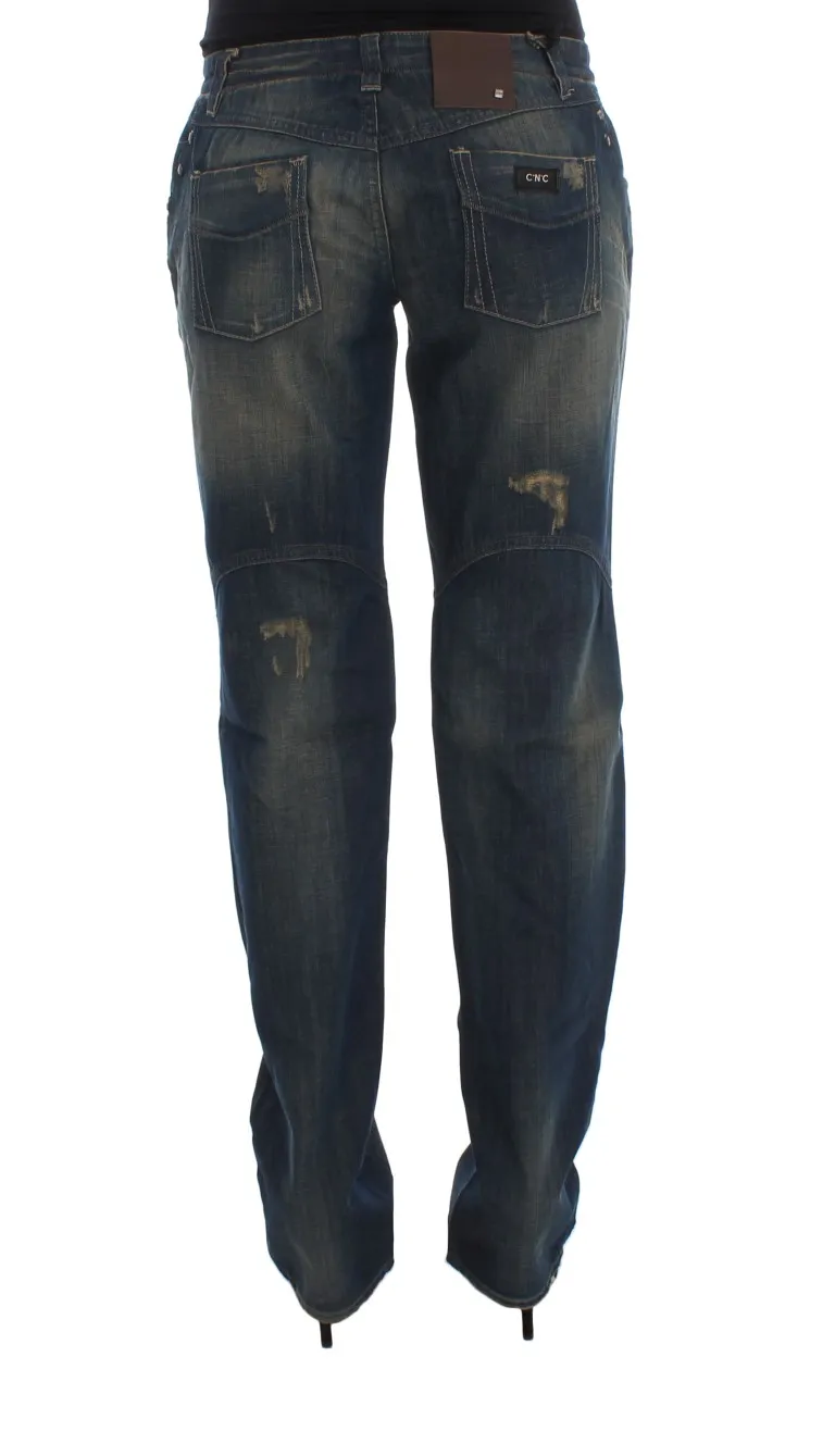 Costume National Women's Elegant Boyfriend Fit Blue Cotton Jeans