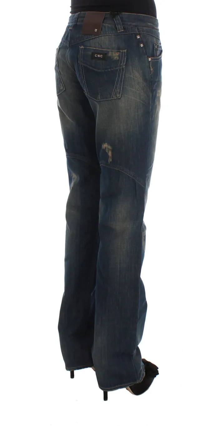 Costume National Women's Elegant Boyfriend Fit Blue Cotton Jeans