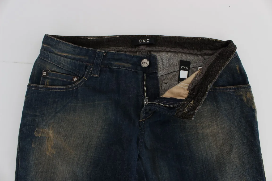 Costume National Women's Elegant Boyfriend Fit Blue Cotton Jeans