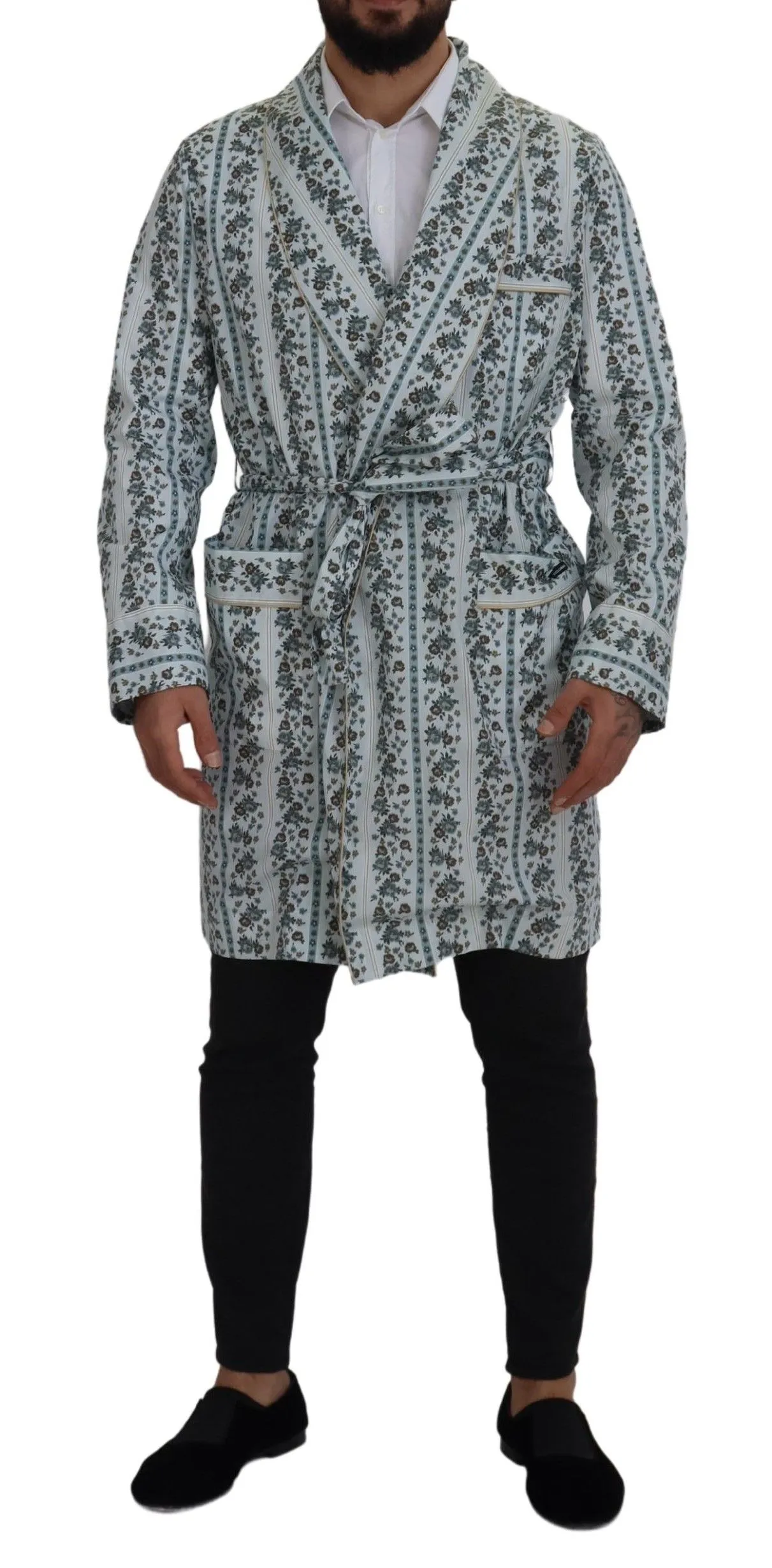 Dolce & Gabbana Men's Elegant Floral Cotton Jacket Robe