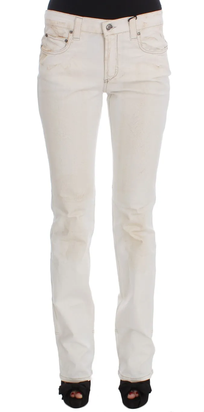 Costume National Women's Chic White Slim Fit Designer Jeans