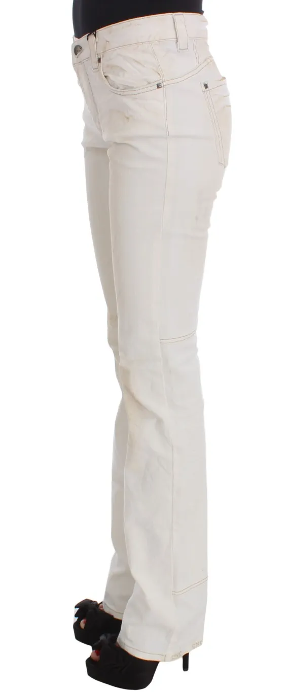 Costume National Women's Chic White Slim Fit Designer Jeans