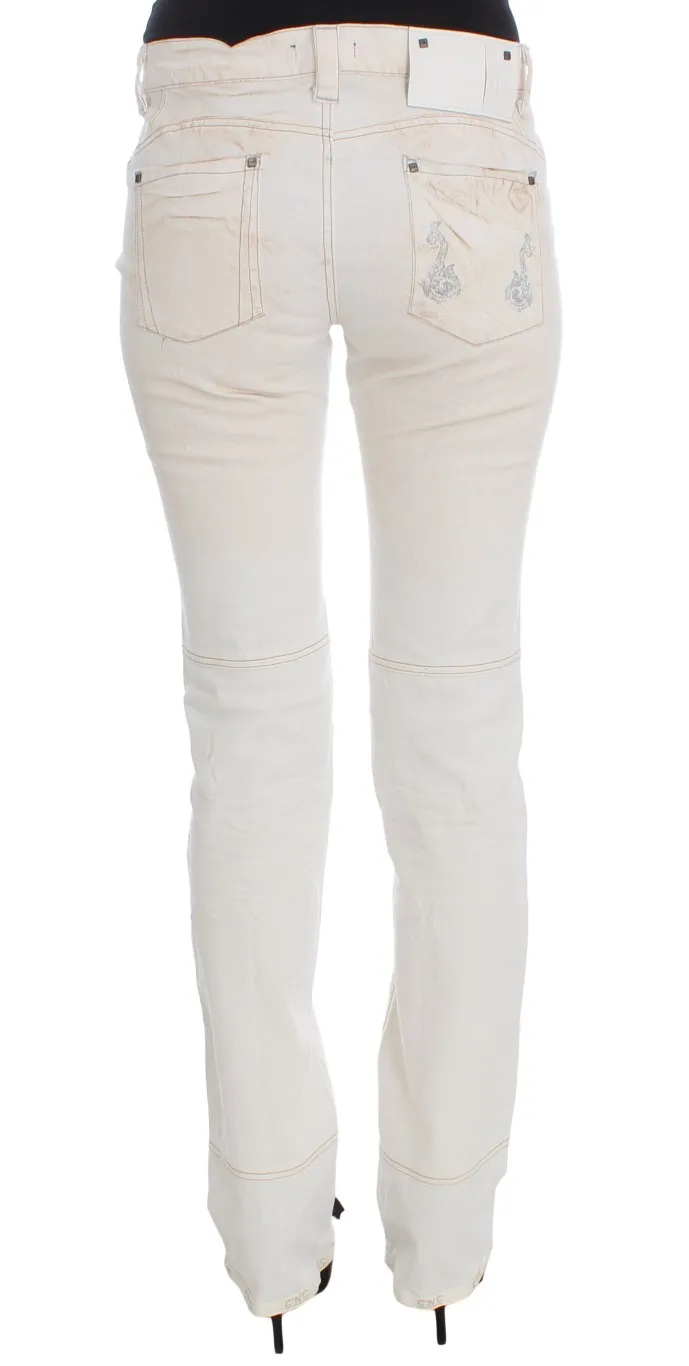 Costume National Women's Chic White Slim Fit Designer Jeans