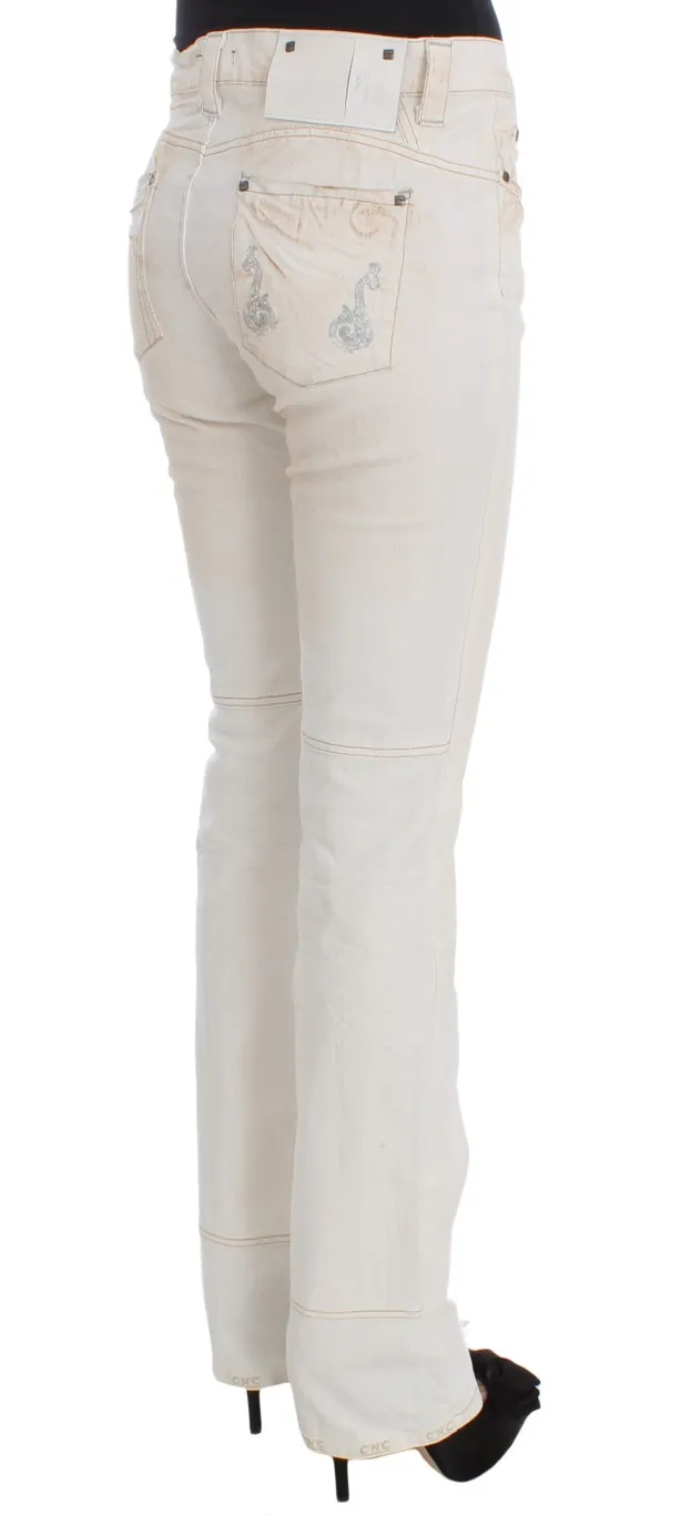 Costume National Women's Chic White Slim Fit Designer Jeans