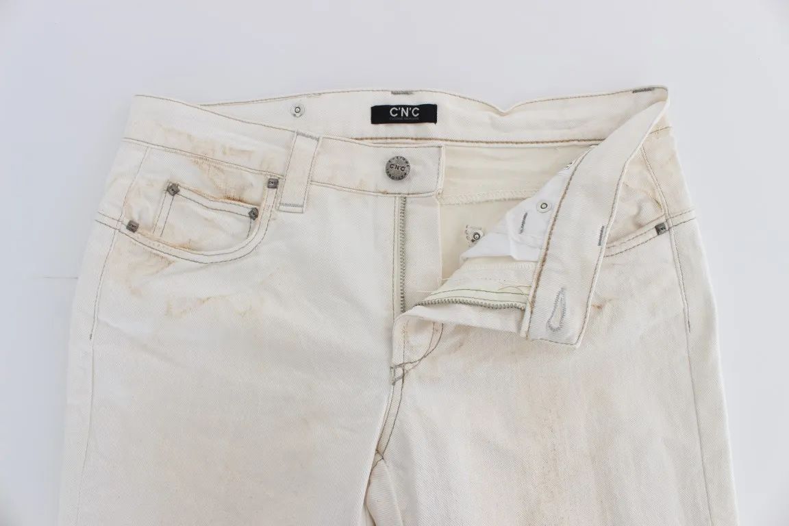 Costume National Women's Chic White Slim Fit Designer Jeans