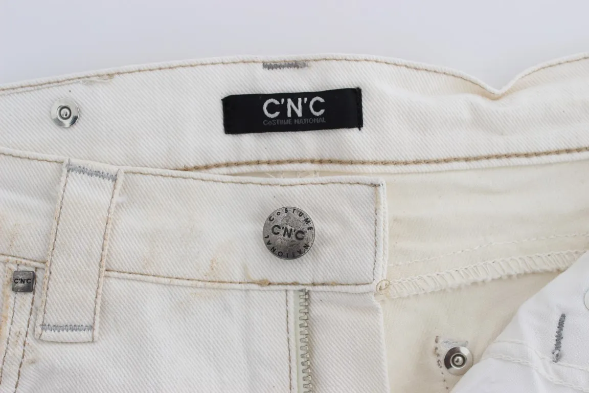 Costume National Women's Chic White Slim Fit Designer Jeans