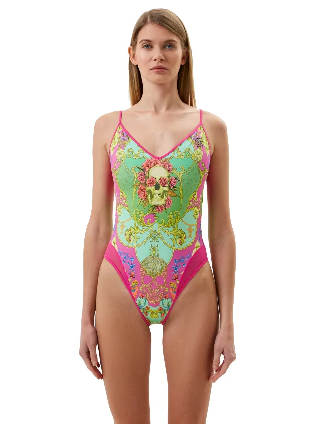Philipp Plein Women's Beaded Logo V-Neck Designer Swimsuit
