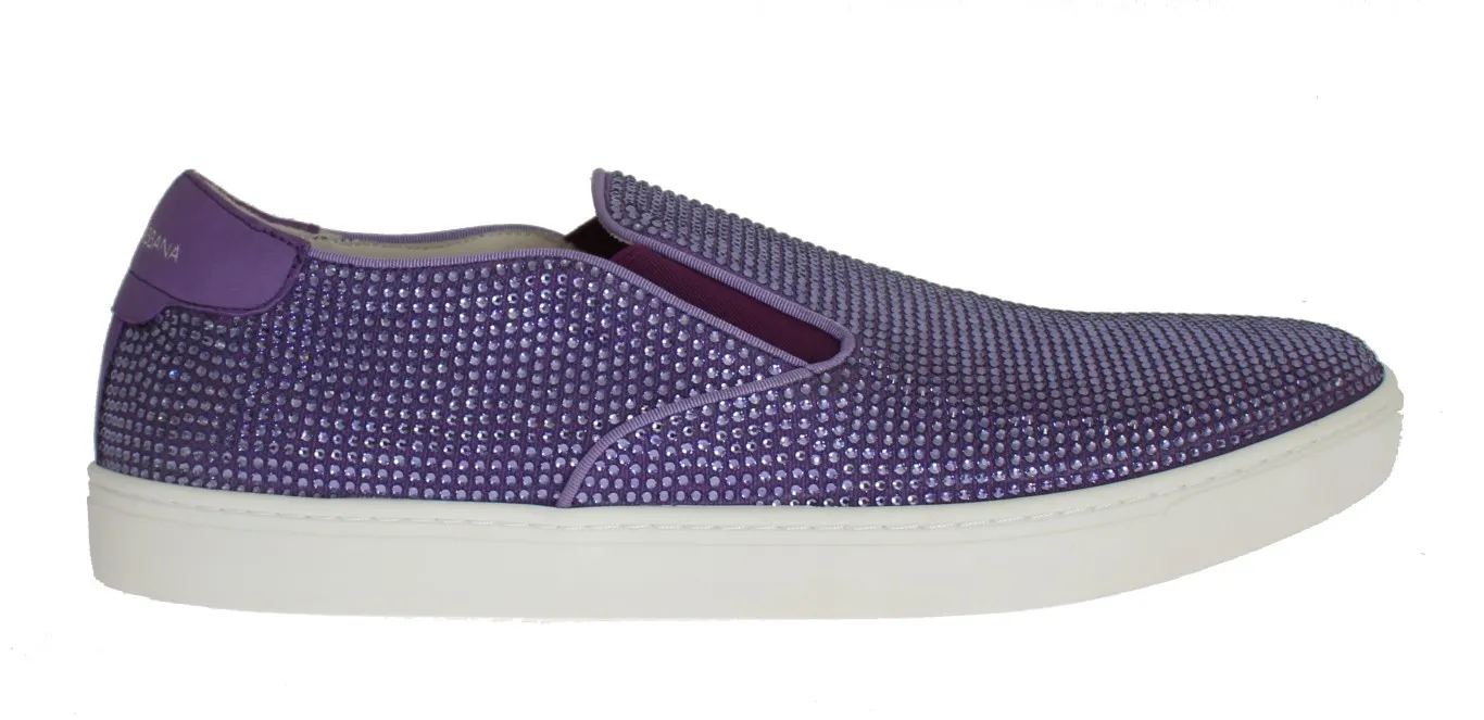 Dolce & Gabbana Men's Elegant Purple Strass Fashion Sneakers