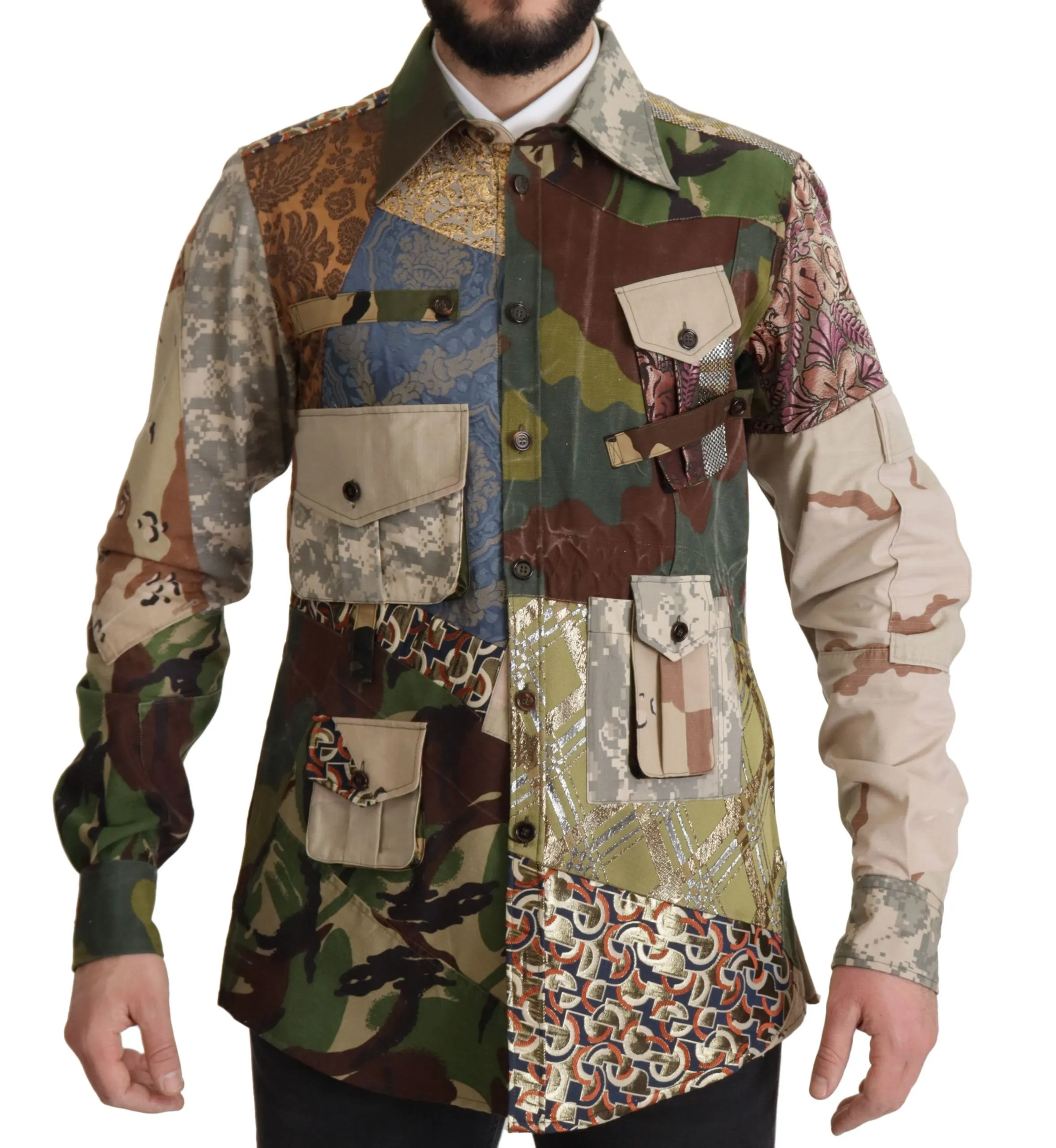 Dolce & Gabbana Men's Patchwork Camouflage Casual Shirt