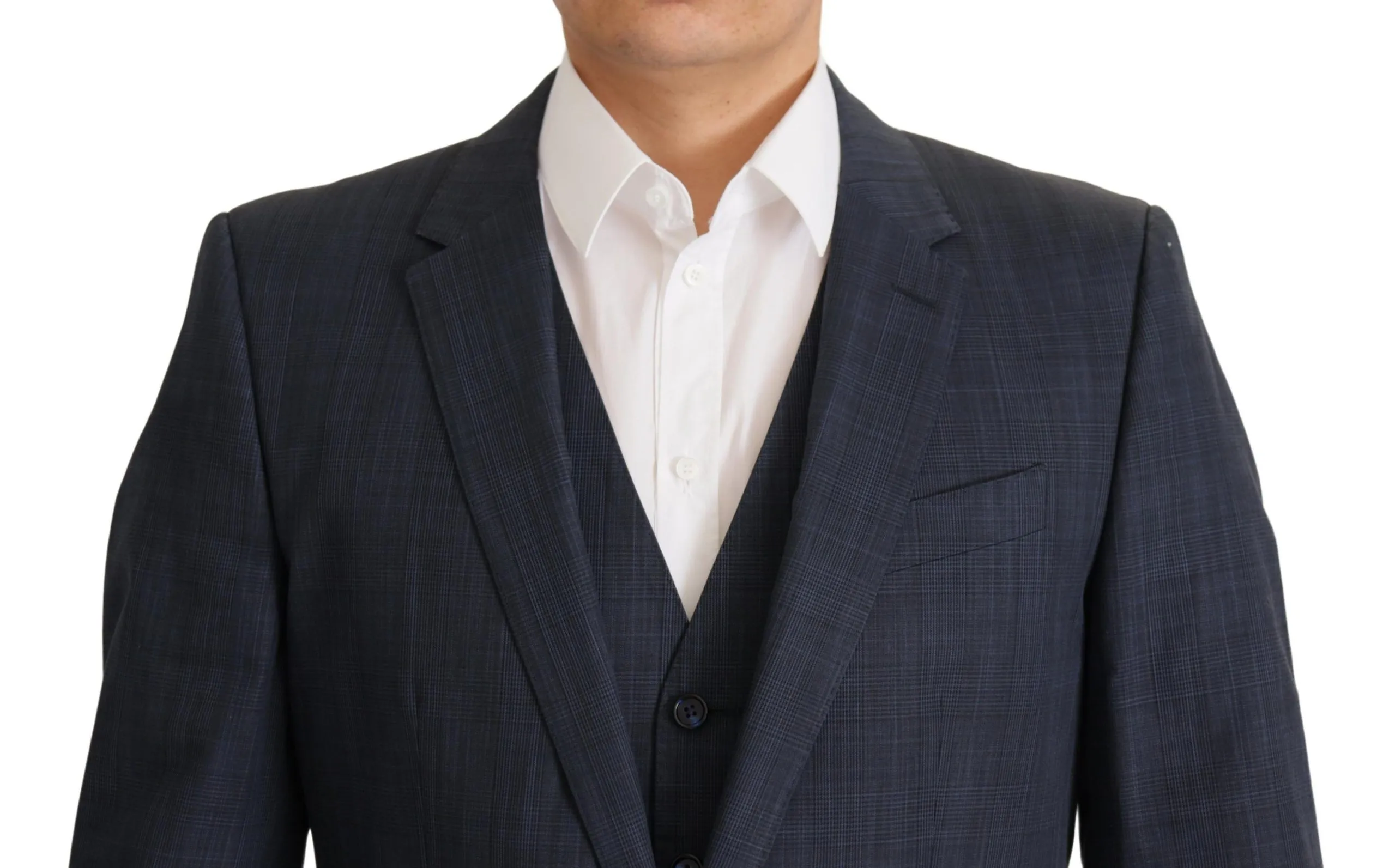 Dolce & Gabbana Men's Elegant Dark Blue Cotton Three Piece Martini Suit