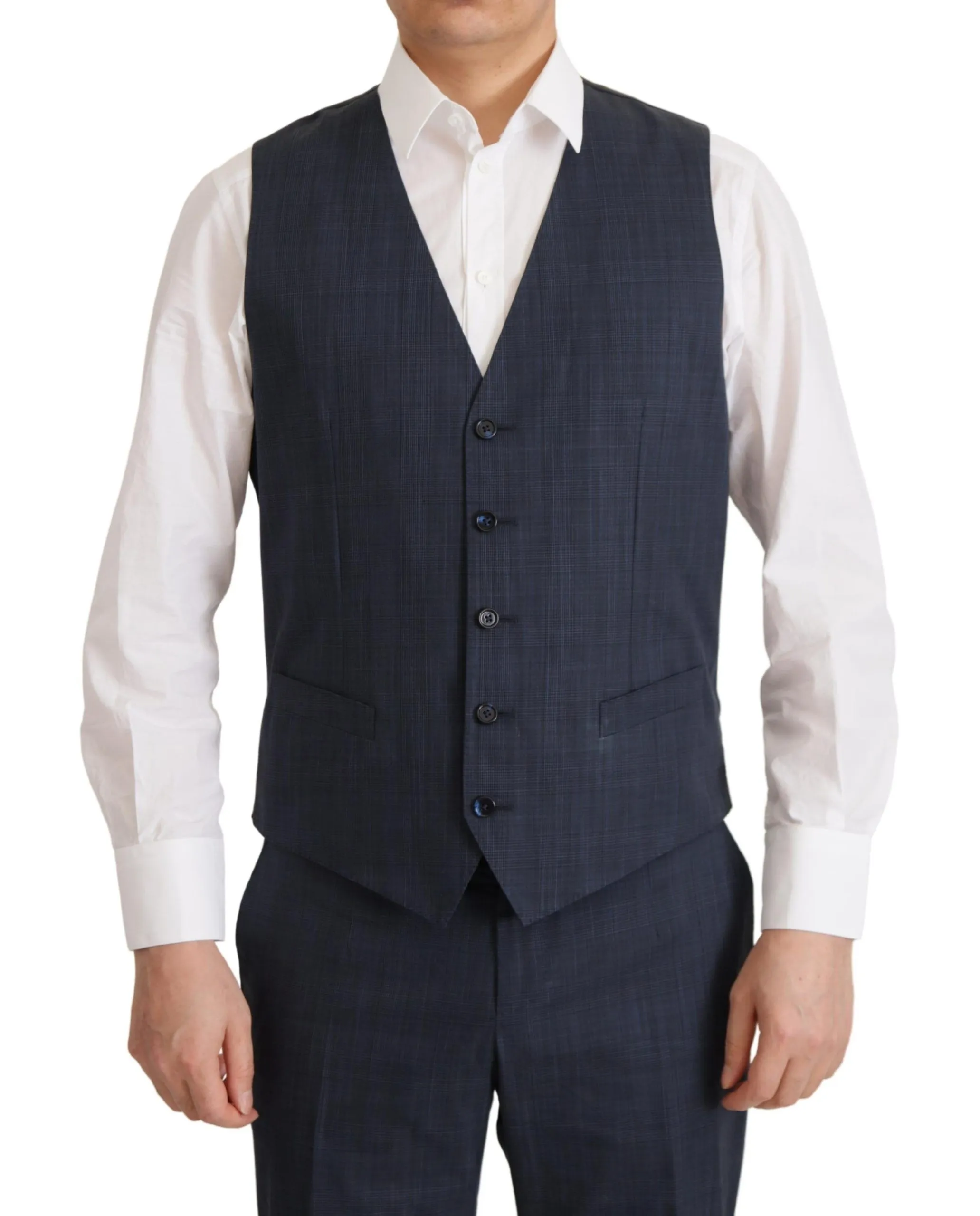 Dolce & Gabbana Men's Elegant Dark Blue Cotton Three Piece Martini Suit