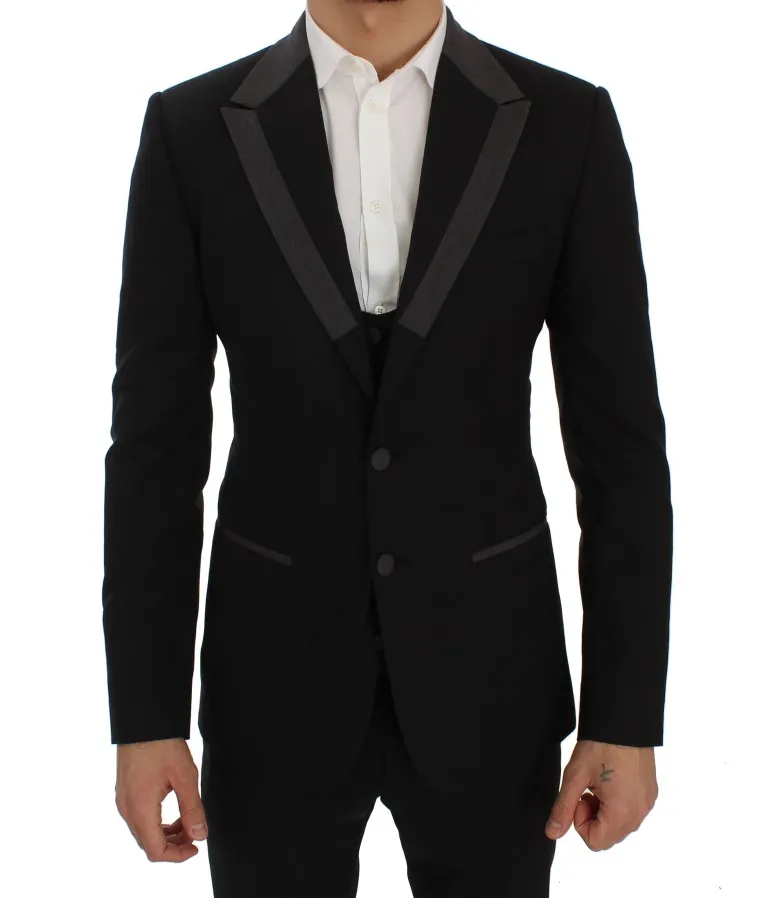 Dolce & Gabbana Men's Elegant Slim Fit Black Wool Blazer