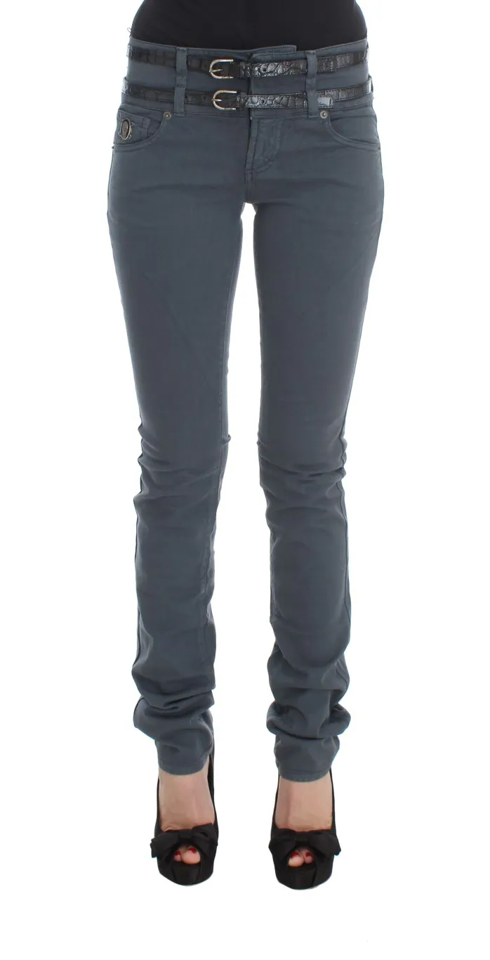 John Galliano Women's Sleek Slim Fit Italian Jeans in Chic Blue