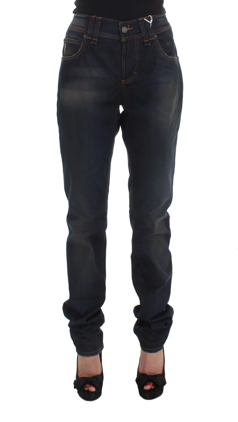 John Galliano Women's Chic Boyfriend Fit Blue Jeans