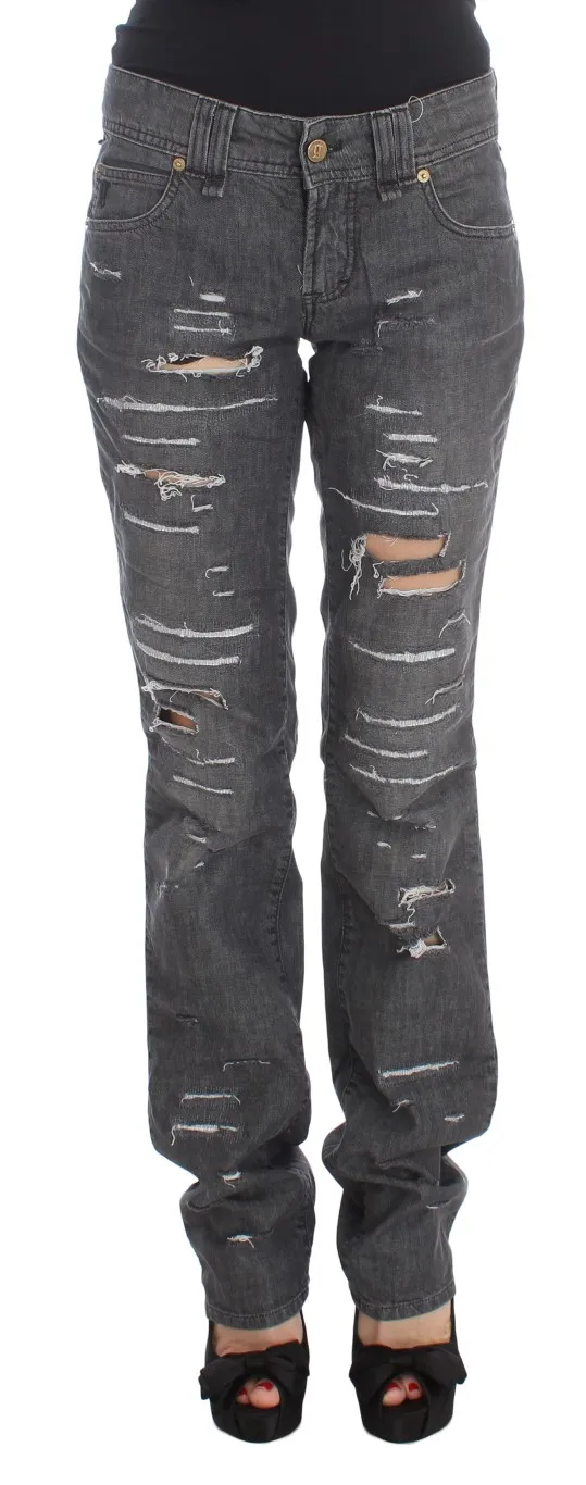 John Galliano Women's Chic Gray Wash Straight Fit Jeans
