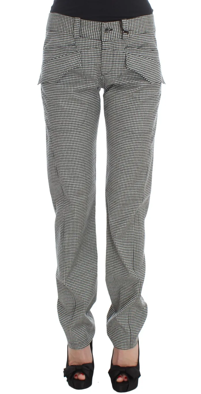 Ermanno Scervino Women's Chic Checkered Black & White Regular Fit Pants