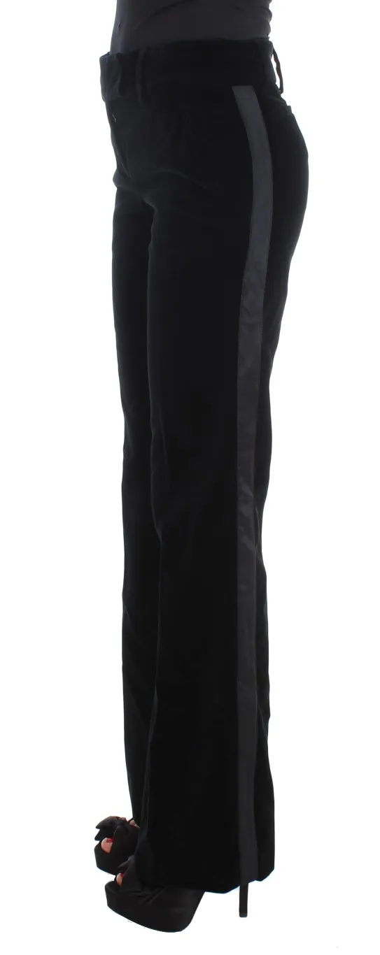 Ermanno Scervino Women's Elegant Black Wide Leg Silk Blend Pants